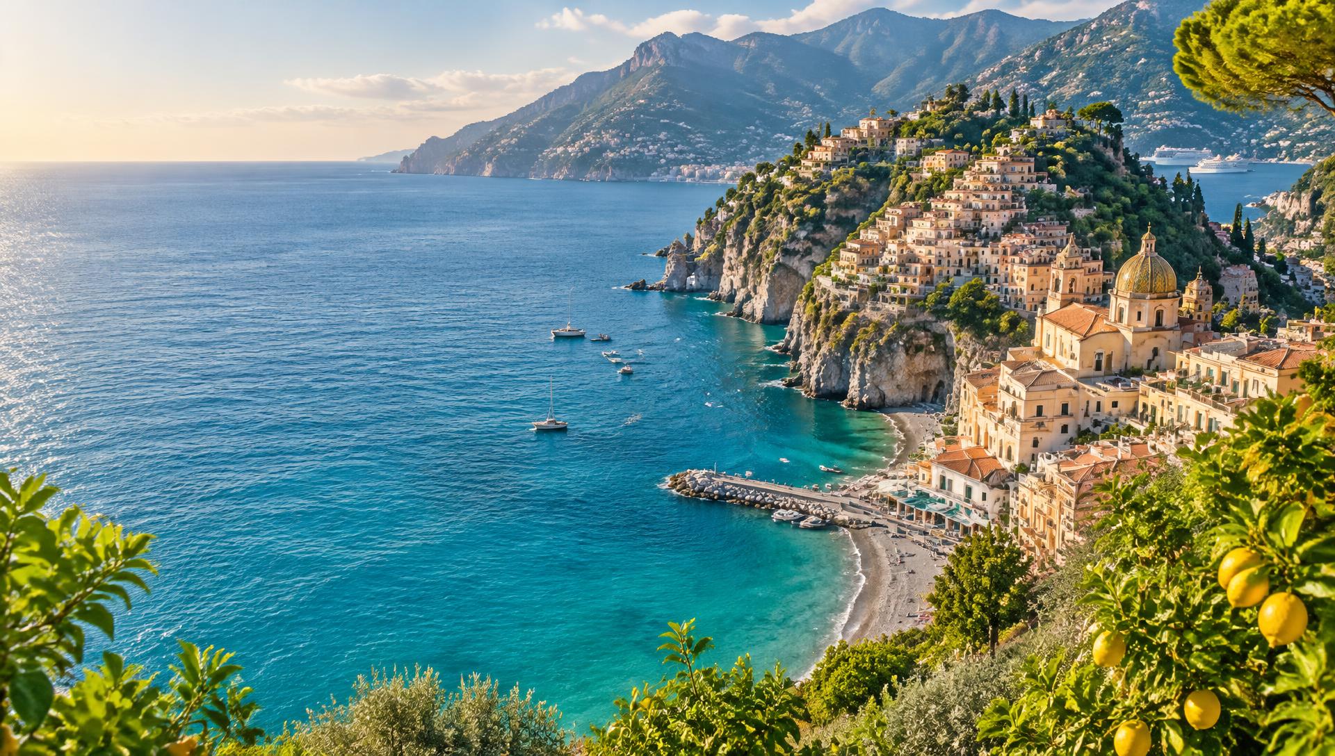 Sunlit villages along Italy’s Amalfi Coast